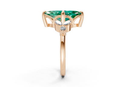 Elysium Emerald Gemstone Accent Marquise Cut 1.9mm Engagement Ring