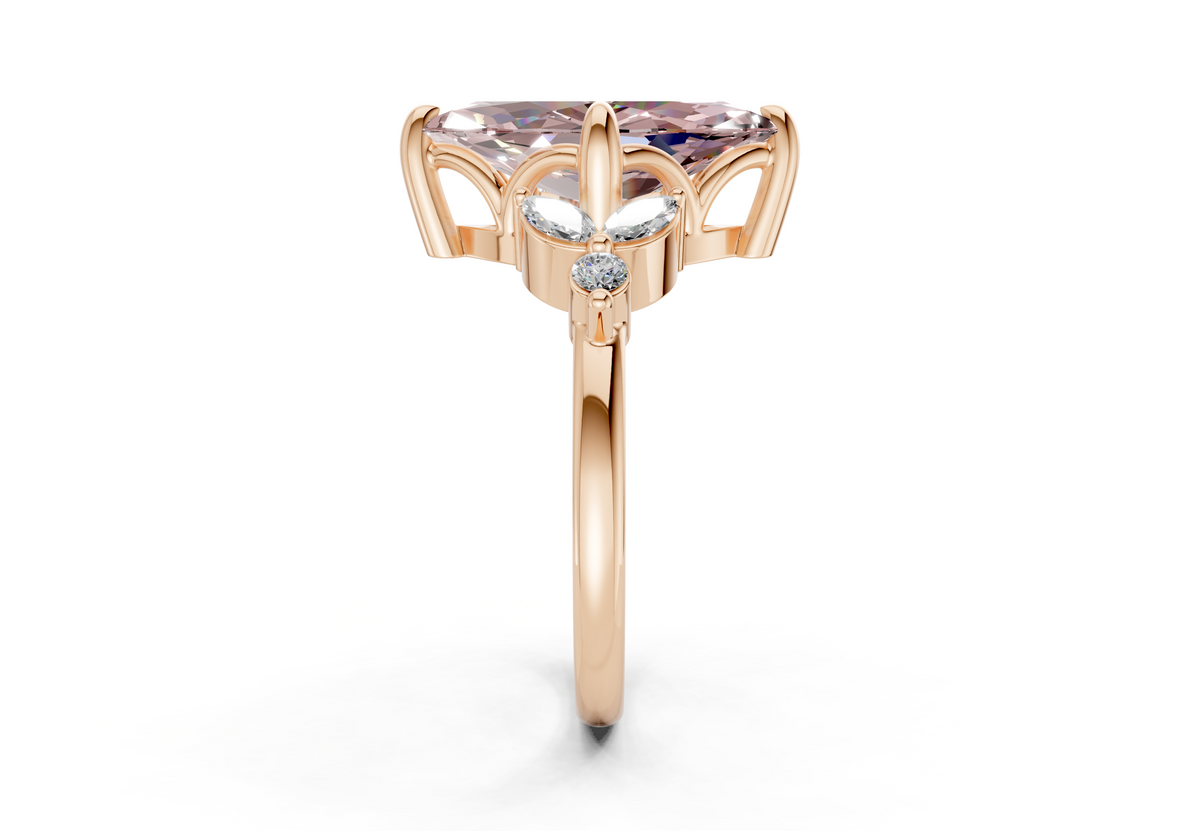 Elysium Pink Diamond Accent Marquise Cut 1.9mm Engagement Ring