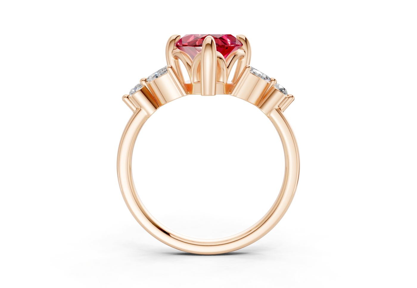Elysium Ruby Gemstone Accent Marquise Cut 1.9mm Engagement Ring
