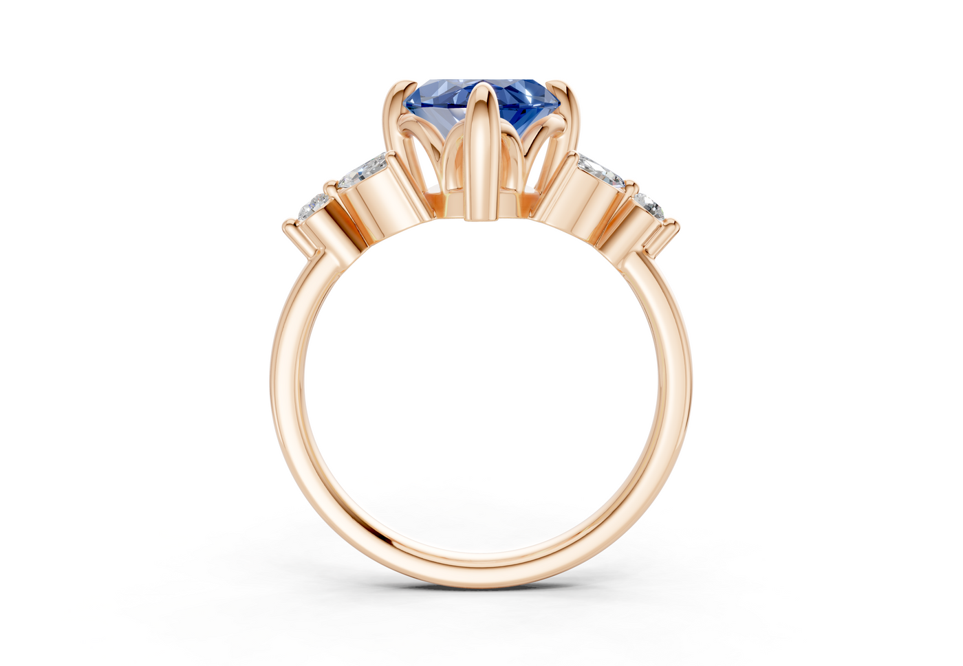 Elysium Sapphire Gemstone Accent Marquise Cut 1.9mm Engagement Ring