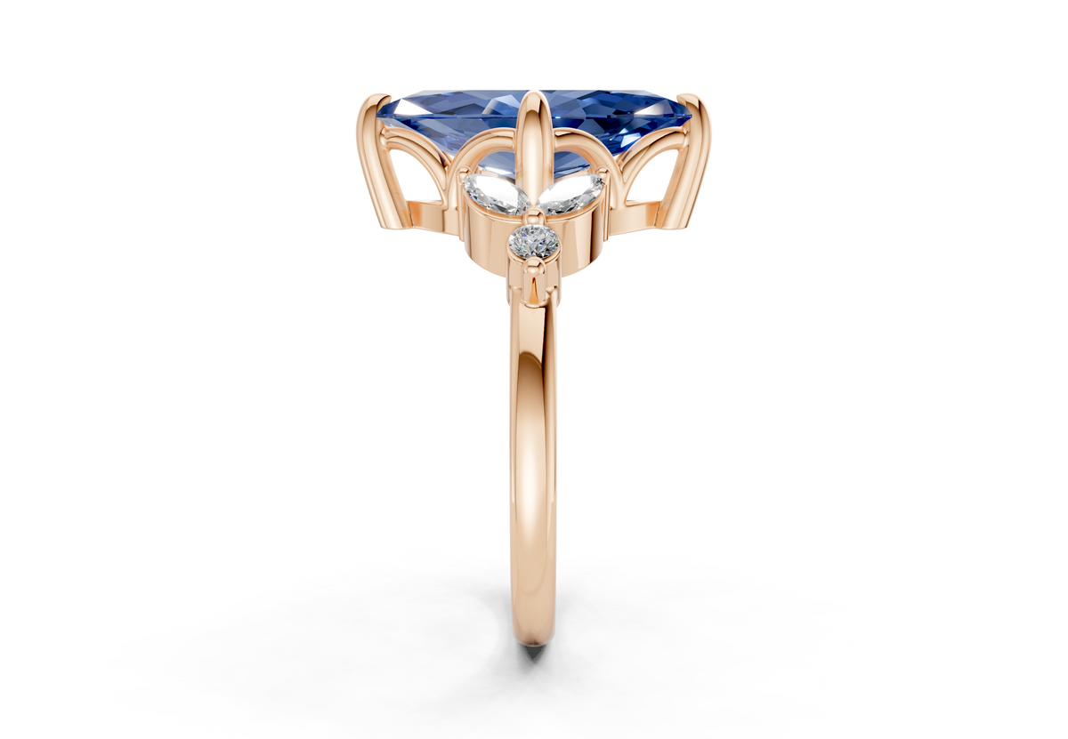 Elysium Sapphire Gemstone Accent Marquise Cut 1.9mm Engagement Ring