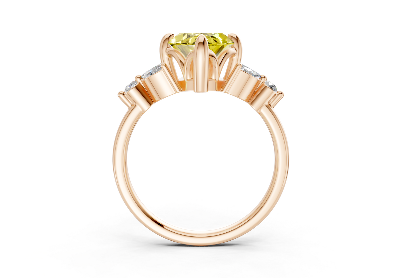 Elysium Yellow Diamond Accent Marquise Cut 1.9mm Engagement Ring