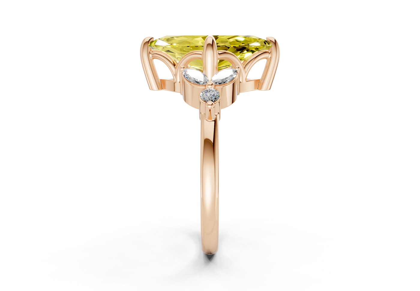 Elysium Yellow Diamond Accent Marquise Cut 1.9mm Engagement Ring