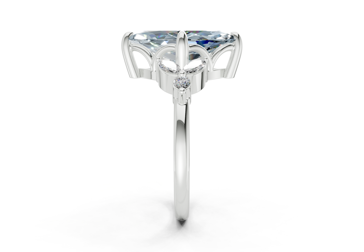 Elysium Blue Diamond Accent Marquise Cut 1.9mm Engagement Ring