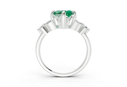 Elysium Emerald Gemstone Accent Marquise Cut 1.9mm Engagement Ring