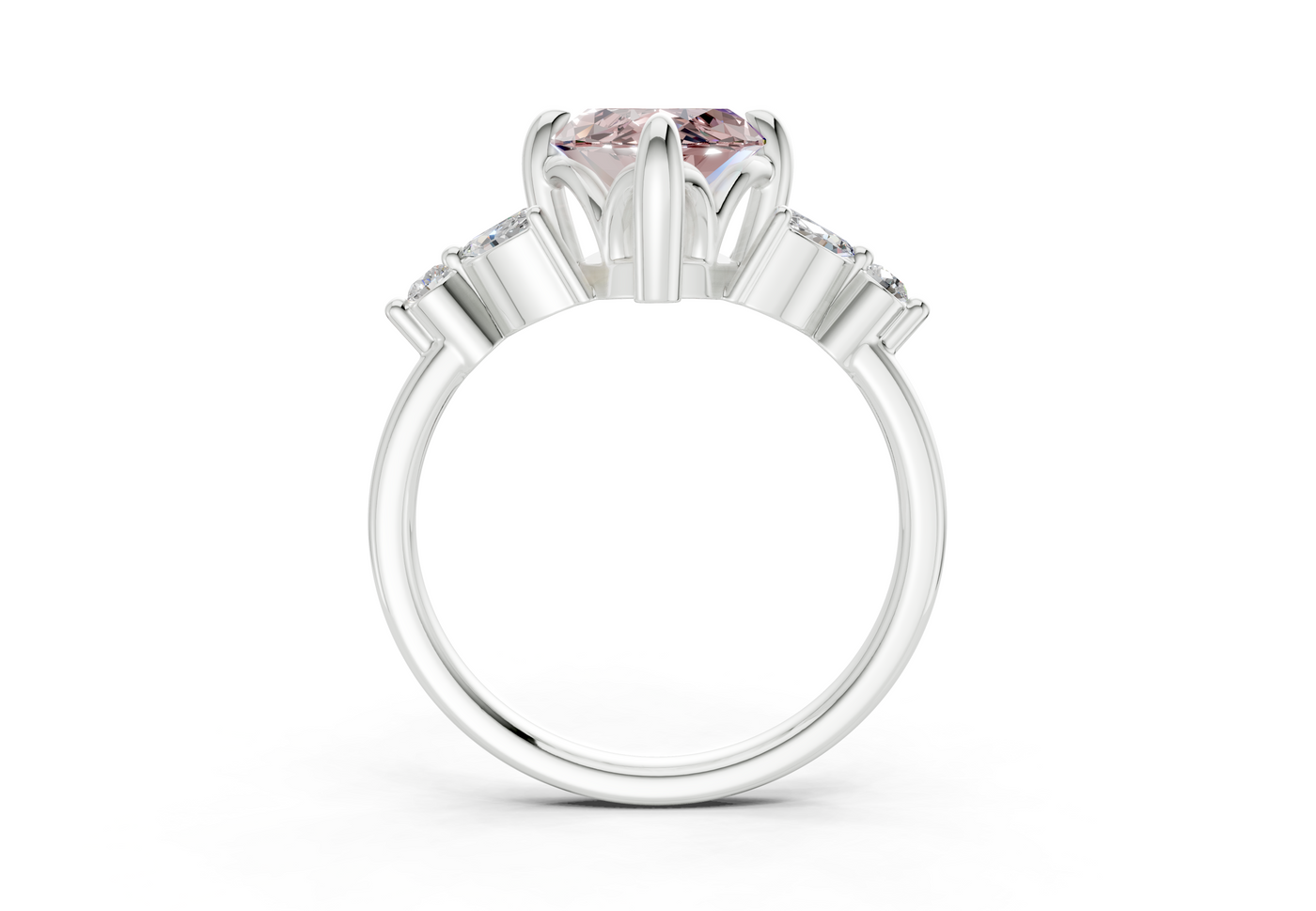 Elysium Pink Diamond Accent Marquise Cut 1.9mm Engagement Ring