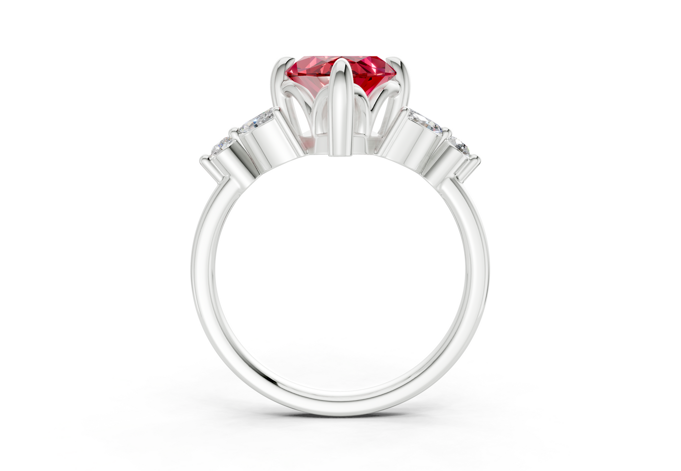 Elysium Ruby Gemstone Accent Marquise Cut 1.9mm Engagement Ring