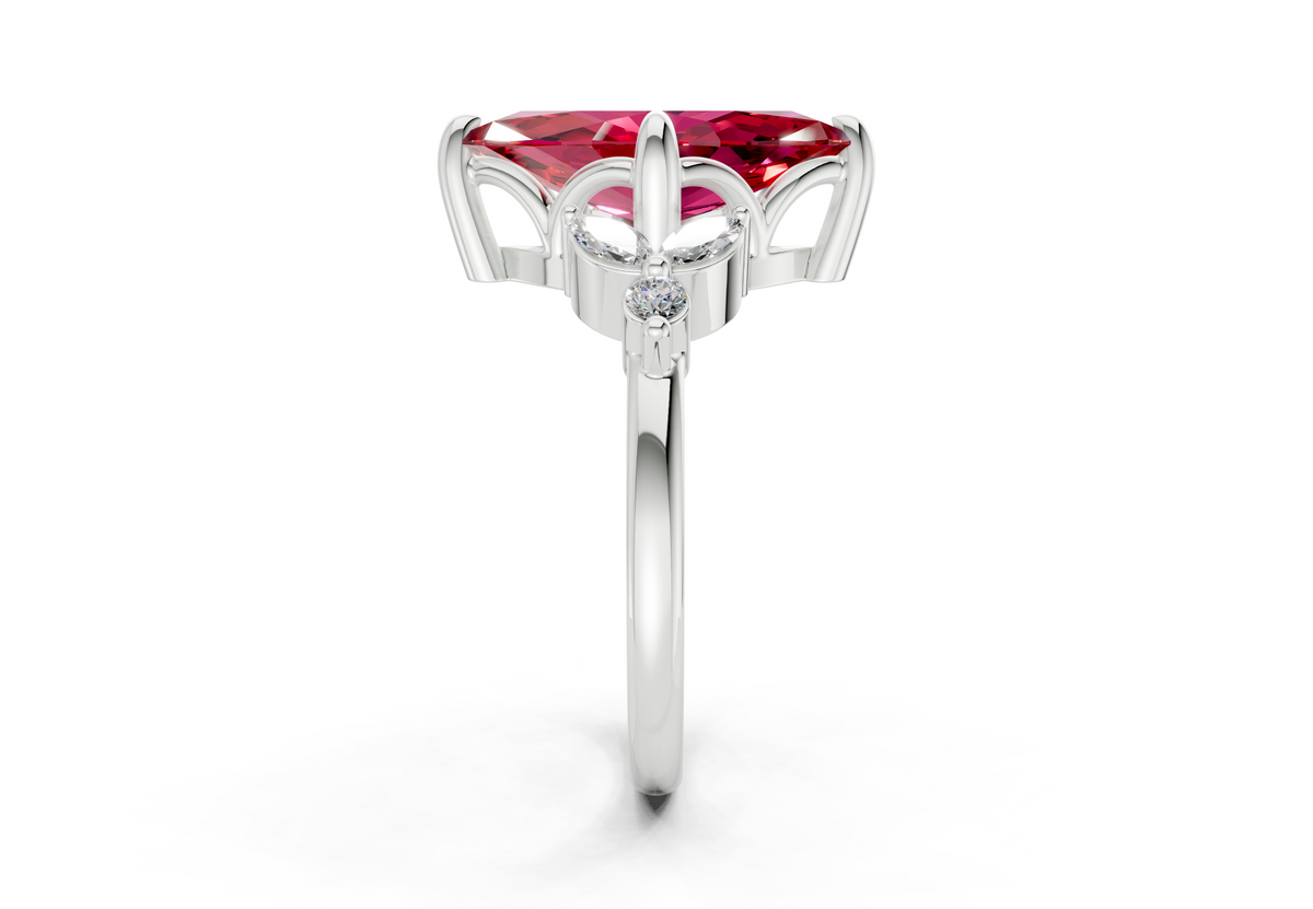 Elysium Ruby Gemstone Accent Marquise Cut 1.9mm Engagement Ring