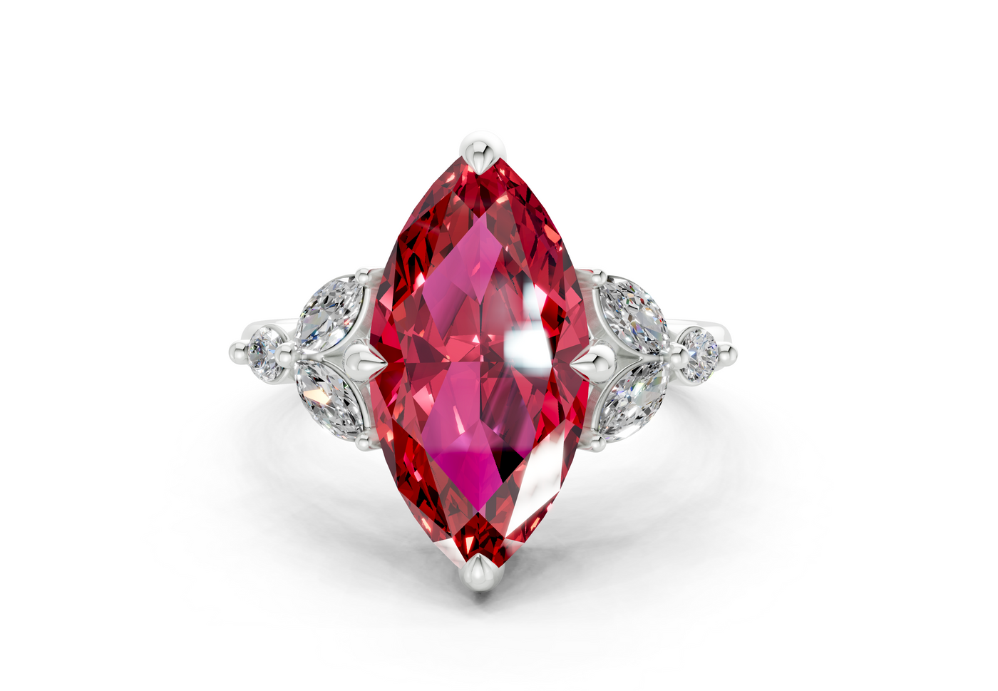 Elysium Ruby Gemstone Accent Marquise Cut 1.9mm Engagement Ring