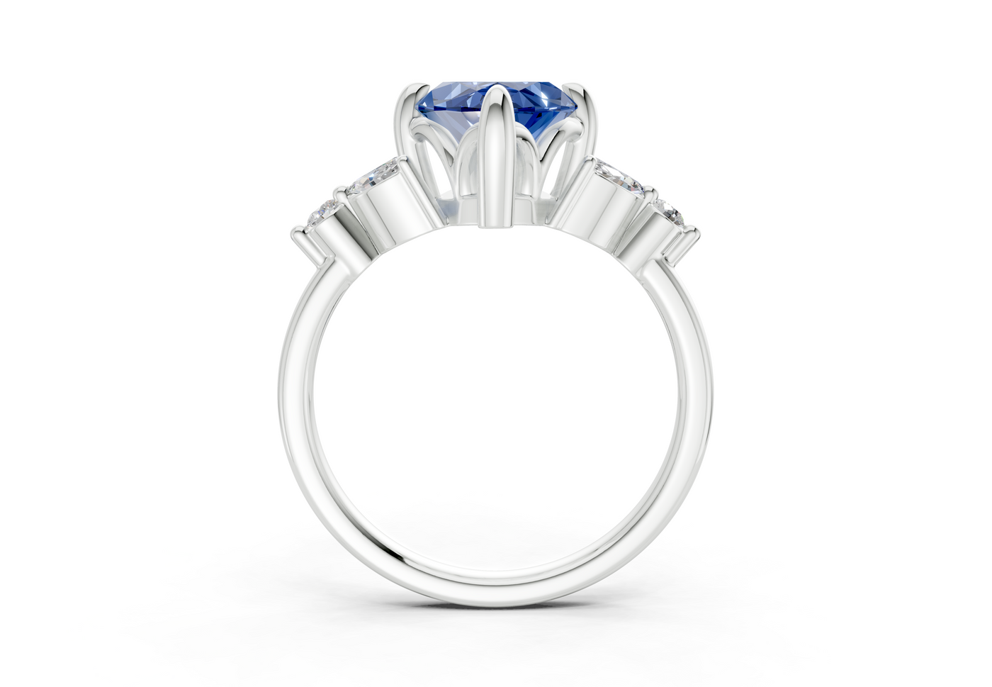 Elysium Sapphire Gemstone Accent Marquise Cut 1.9mm Engagement Ring