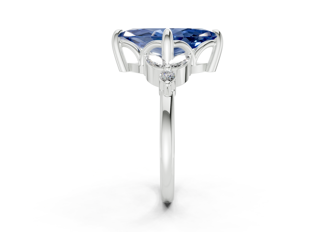 Elysium Sapphire Gemstone Accent Marquise Cut 1.9mm Engagement Ring