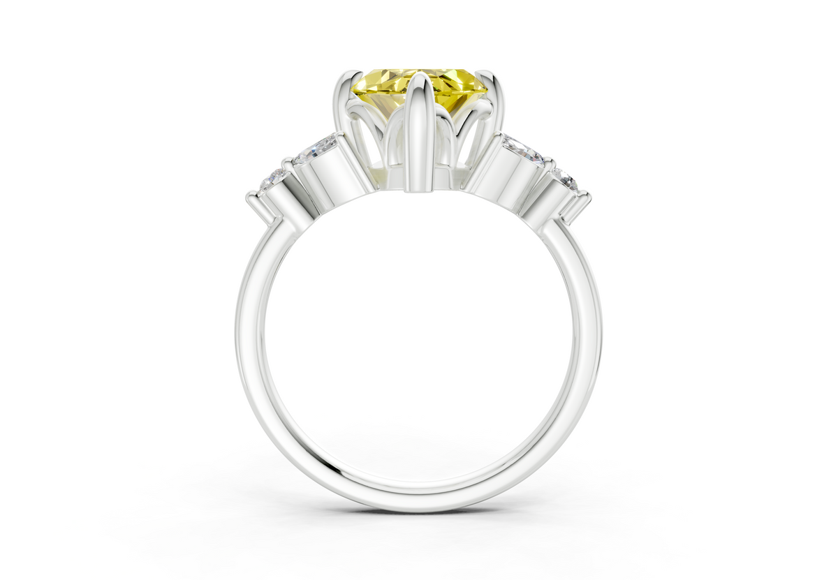 Elysium Yellow Diamond Accent Marquise Cut 1.9mm Engagement Ring