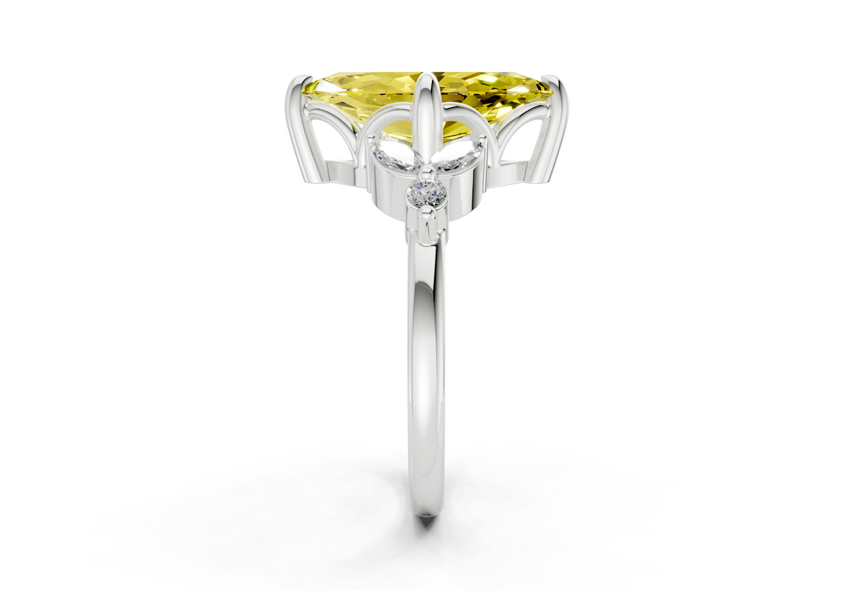 Elysium Yellow Diamond Accent Marquise Cut 1.9mm Engagement Ring