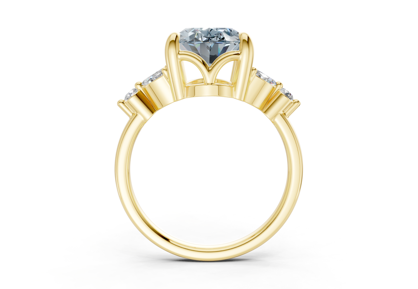 Elysium Blue Diamond Accent Oval Cut 1.9mm Engagement Ring