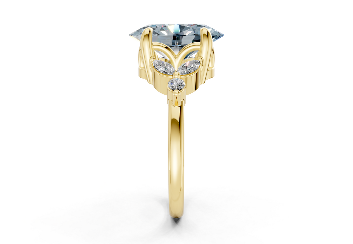 Elysium Blue Diamond Accent Oval Cut 1.9mm Engagement Ring