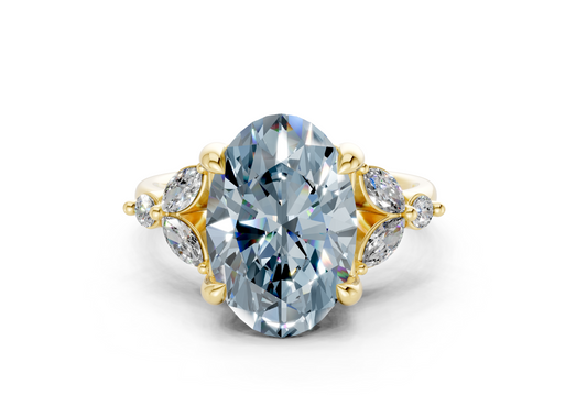 Elysium Blue Diamond Accent Oval Cut 1.9mm Engagement Ring