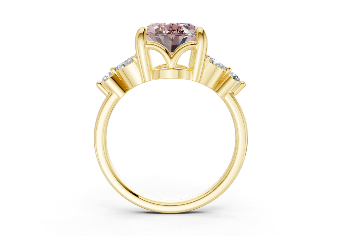 Elysium Pink Diamond Accent Oval Cut 1.9mm Engagement Ring
