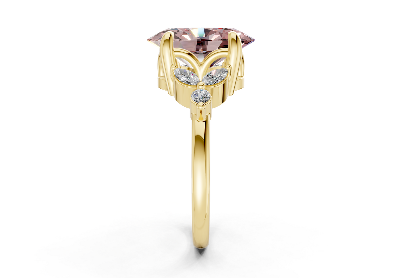 Elysium Pink Diamond Accent Oval Cut 1.9mm Engagement Ring