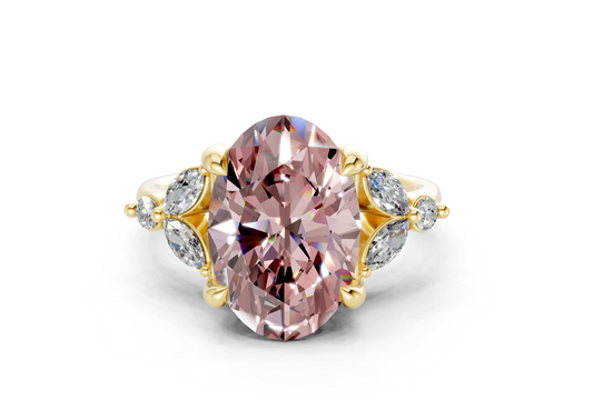 Elysium Pink Diamond Accent Oval Cut 1.9mm Engagement Ring