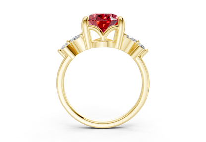 Elysium Ruby Gemstone Accent Oval Cut 1.9mm Engagement Ring