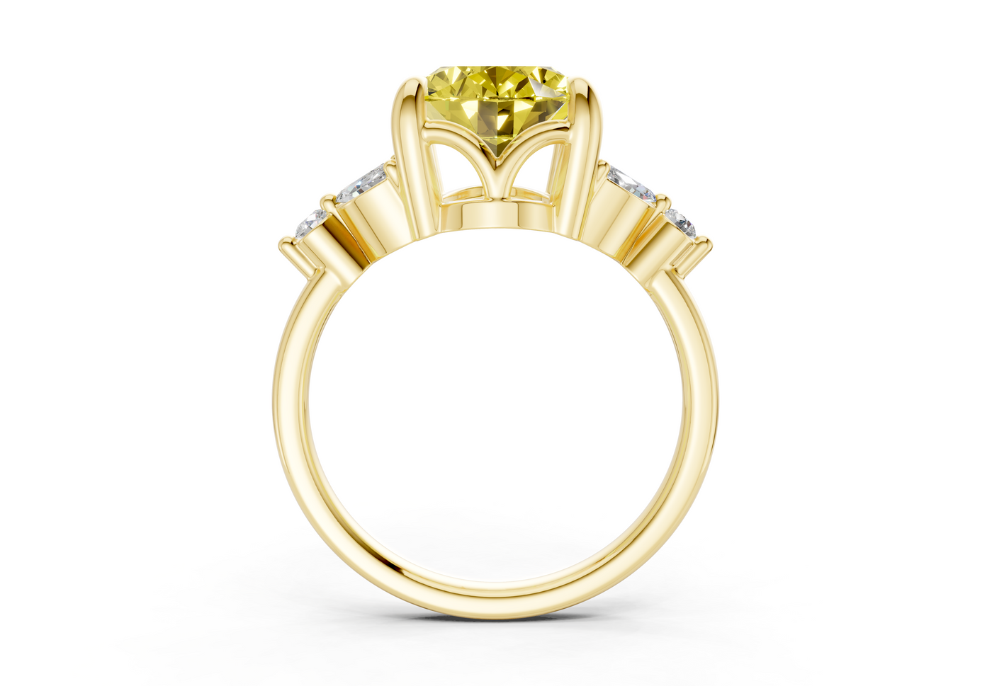 Elysium Yellow Diamond Accent Oval Cut 1.9mm Engagement Ring