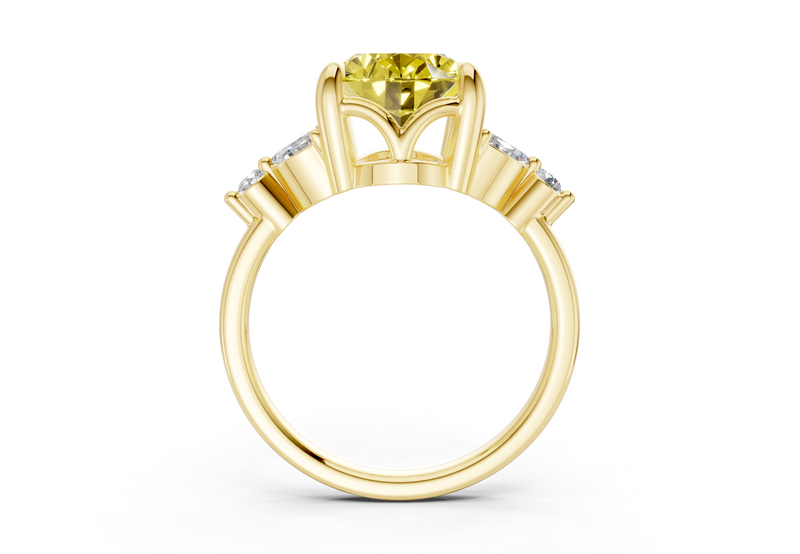 Elysium Yellow Diamond Accent Oval Cut 1.9mm Engagement Ring