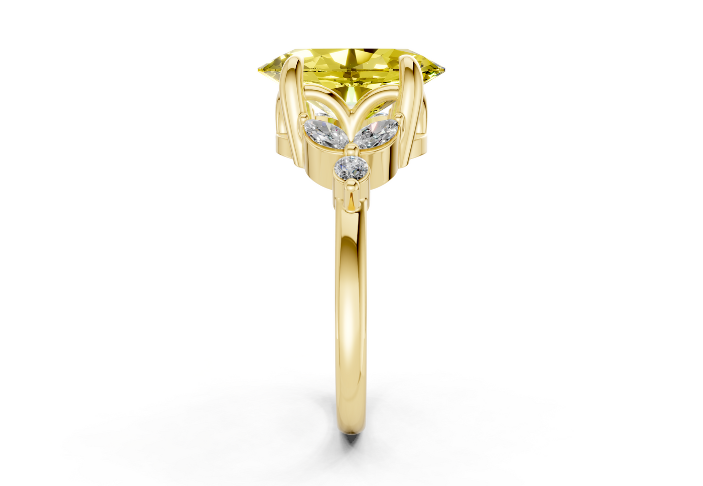 Elysium Yellow Diamond Accent Oval Cut 1.9mm Engagement Ring