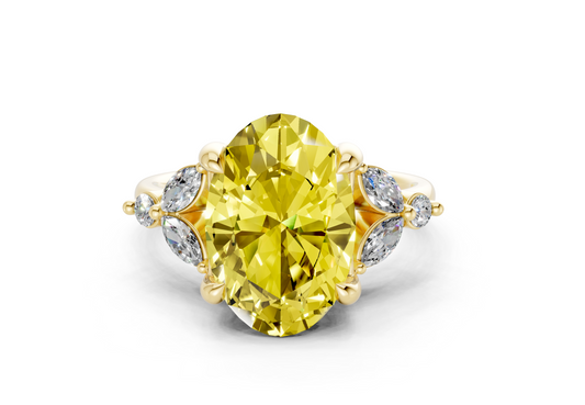 Elysium Yellow Diamond Accent Oval Cut 1.9mm Engagement Ring