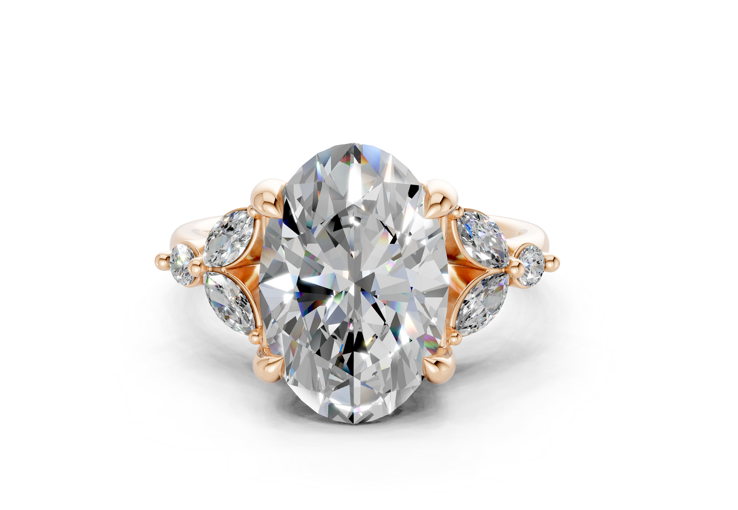 Elysium Diamond Accent Oval Cut 1.9mm Engagement Ring