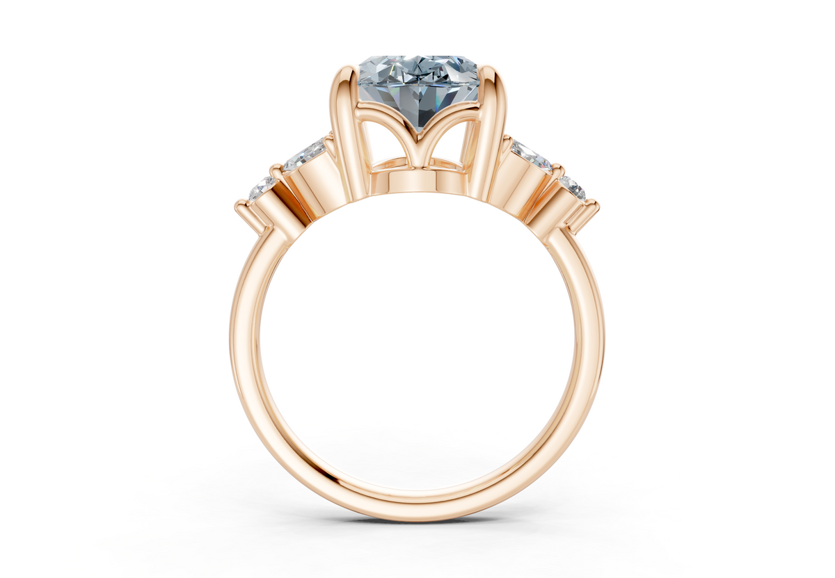 Elysium Blue Diamond Accent Oval Cut 1.9mm Engagement Ring