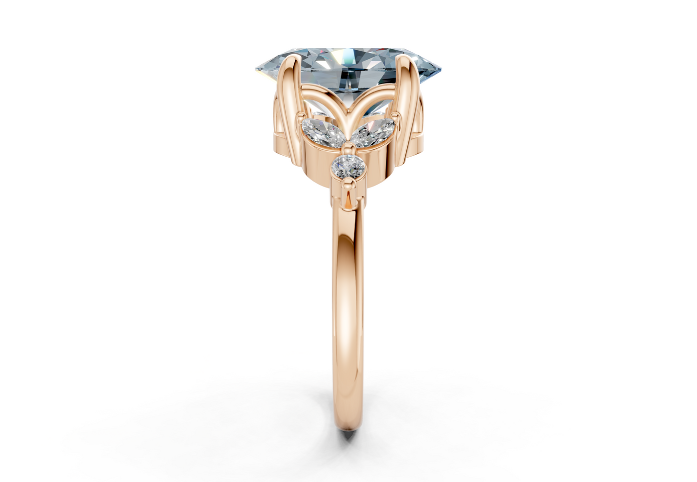 Elysium Blue Diamond Accent Oval Cut 1.9mm Engagement Ring