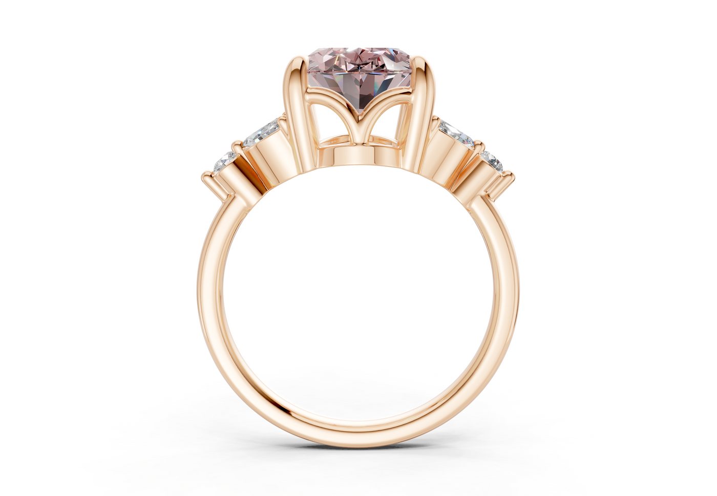 Elysium Pink Diamond Accent Oval Cut 1.9mm Engagement Ring