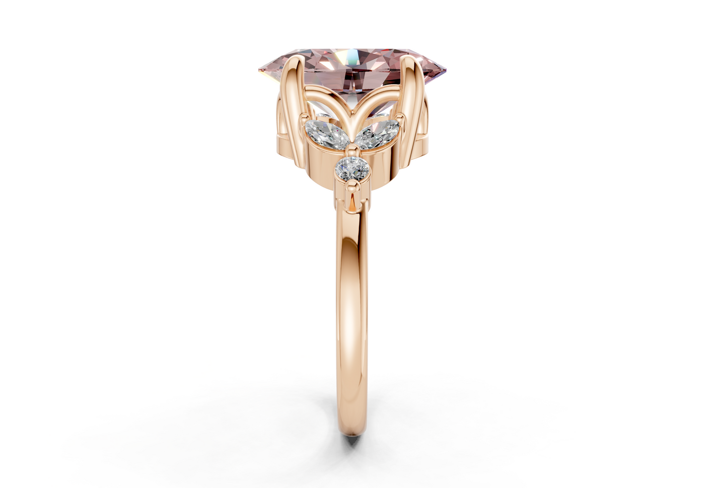 Elysium Pink Diamond Accent Oval Cut 1.9mm Engagement Ring