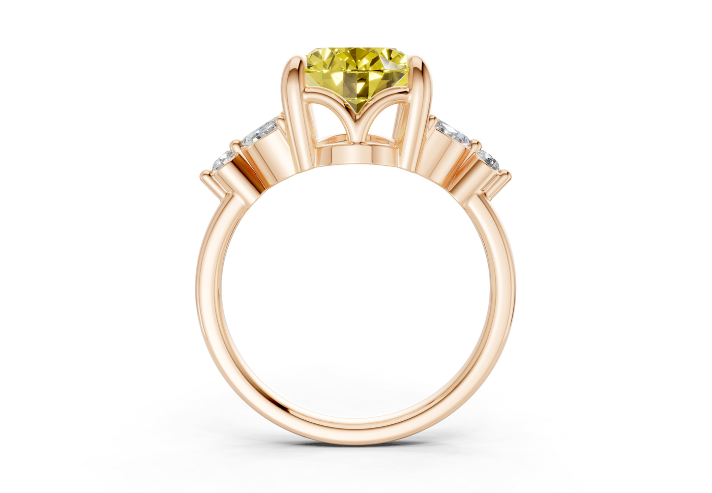 Elysium Yellow Diamond Accent Oval Cut 1.9mm Engagement Ring