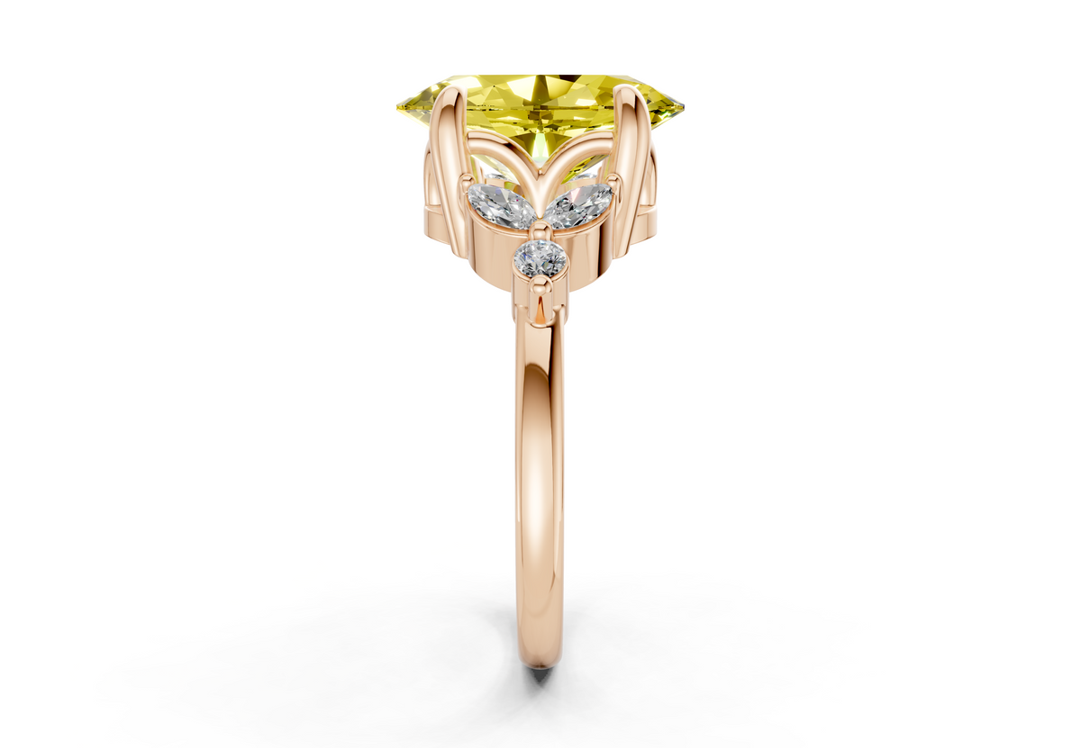 Elysium Yellow Diamond Accent Oval Cut 1.9mm Engagement Ring