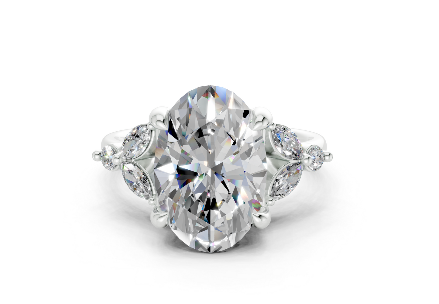 Elysium Diamond Accent Oval Cut 1.9mm Engagement Ring