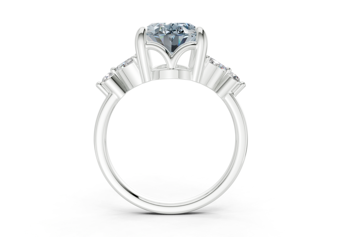 Elysium Blue Diamond Accent Oval Cut 1.9mm Engagement Ring