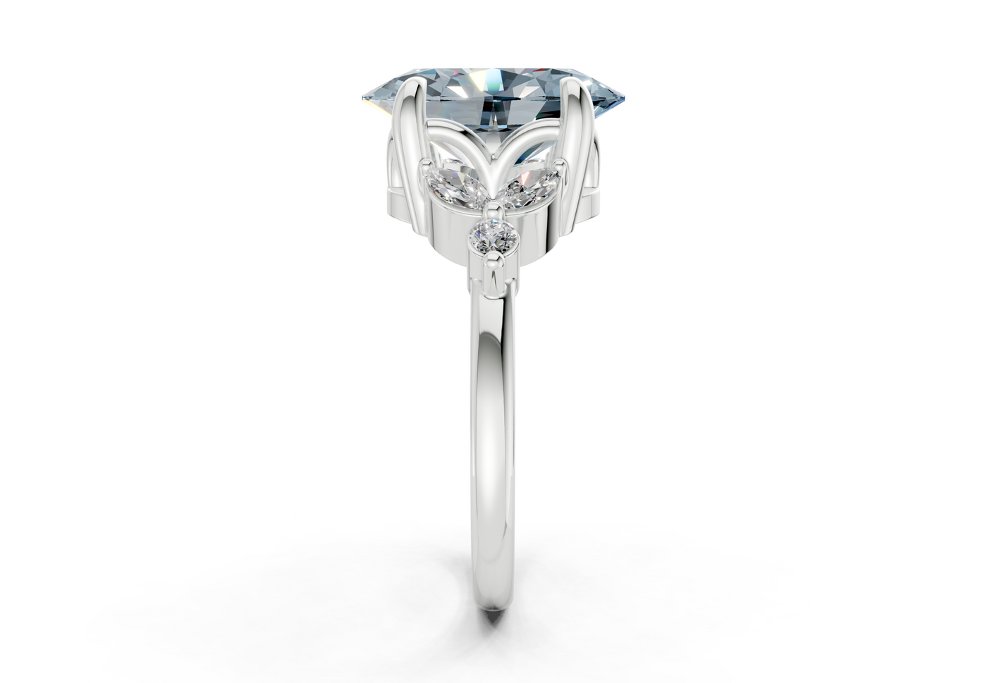 Elysium Blue Diamond Accent Oval Cut 1.9mm Engagement Ring