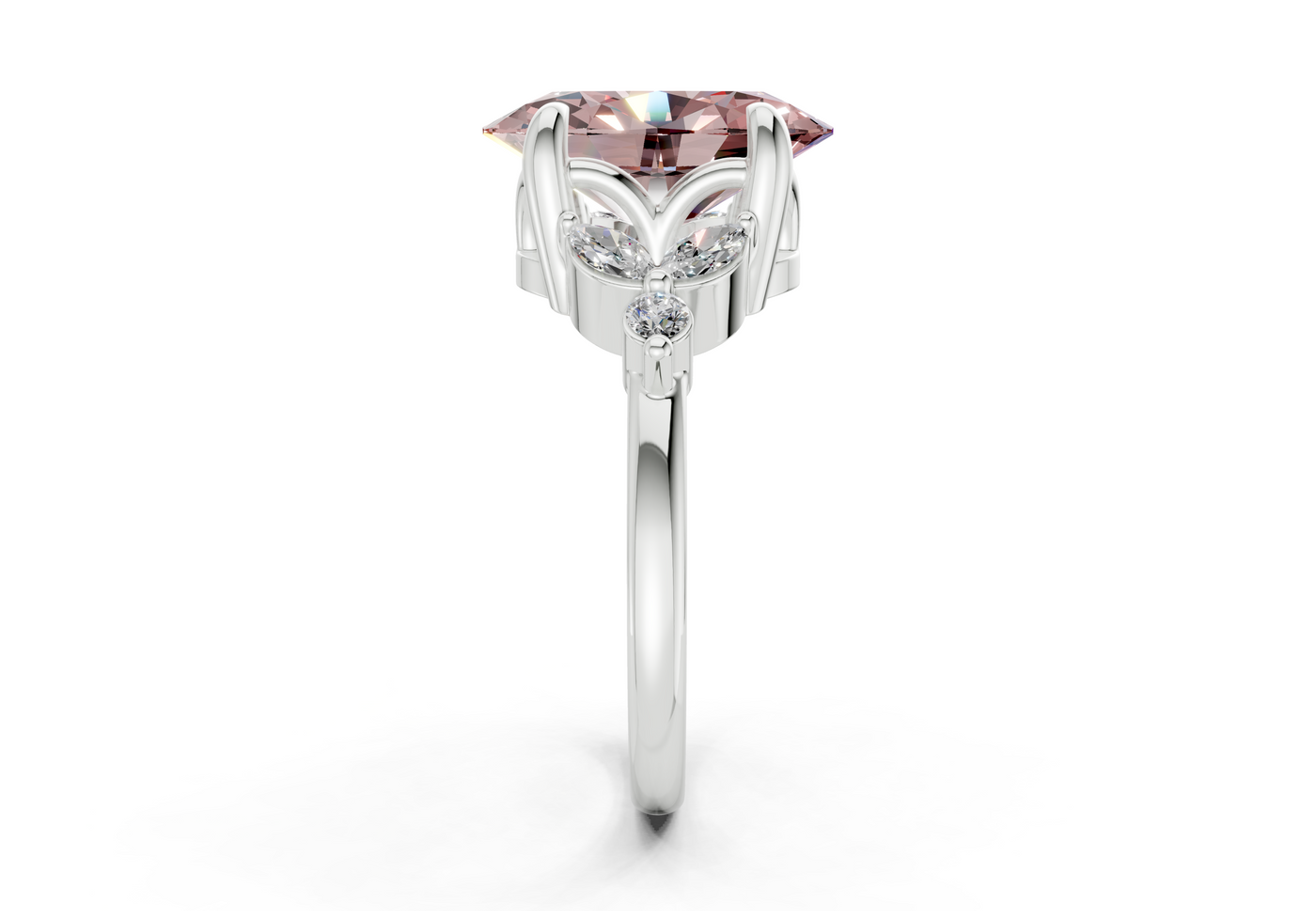 Elysium Pink Diamond Accent Oval Cut 1.9mm Engagement Ring