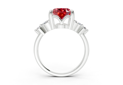 Elysium Ruby Gemstone Accent Oval Cut 1.9mm Engagement Ring