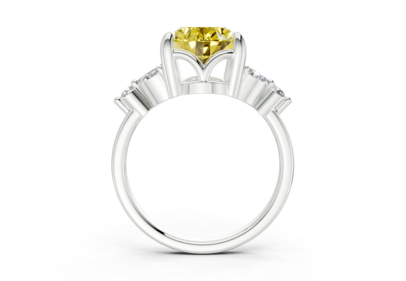 Elysium Yellow Diamond Accent Oval Cut 1.9mm Engagement Ring