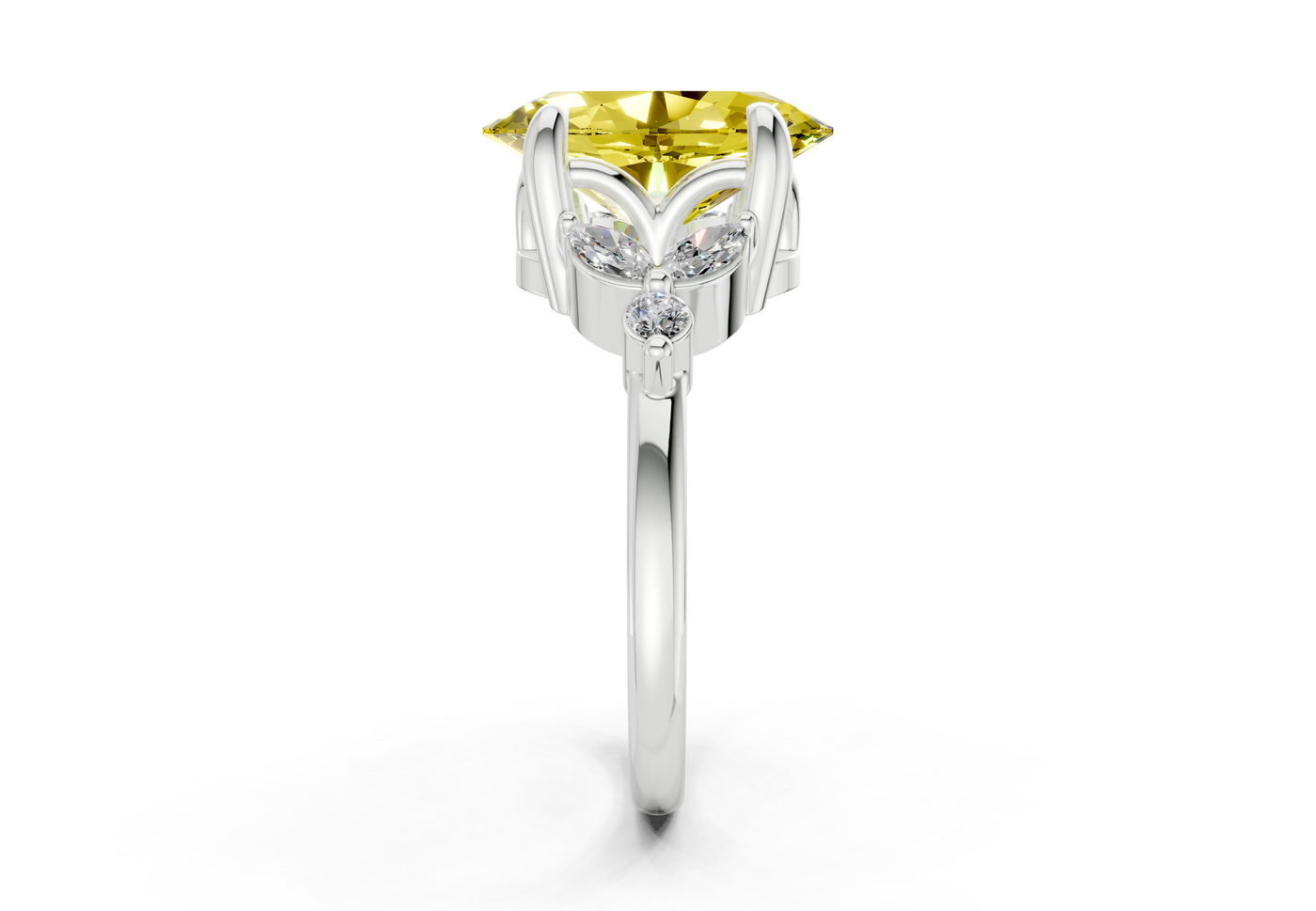 Elysium Yellow Diamond Accent Oval Cut 1.9mm Engagement Ring
