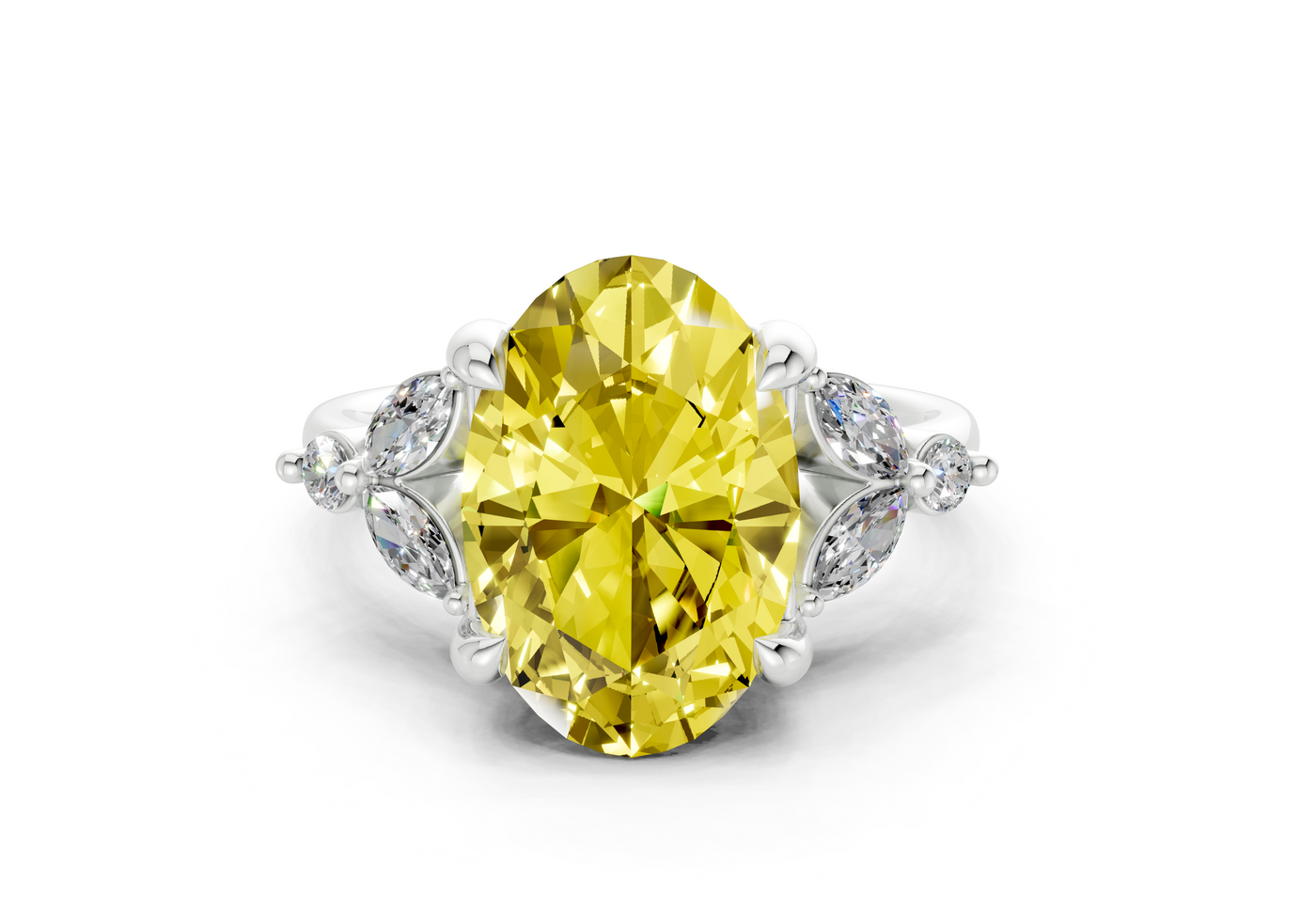 Elysium Yellow Diamond Accent Oval Cut 1.9mm Engagement Ring