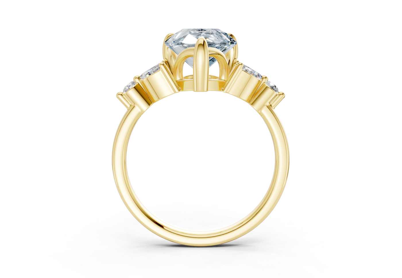 Elysium Blue Diamond Accent Pear Cut 1.9mm Engagement Ring
