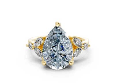 Elysium Blue Diamond Accent Pear Cut 1.9mm Engagement Ring