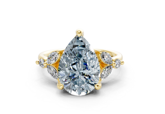 Elysium Blue Diamond Accent Pear Cut 1.9mm Engagement Ring