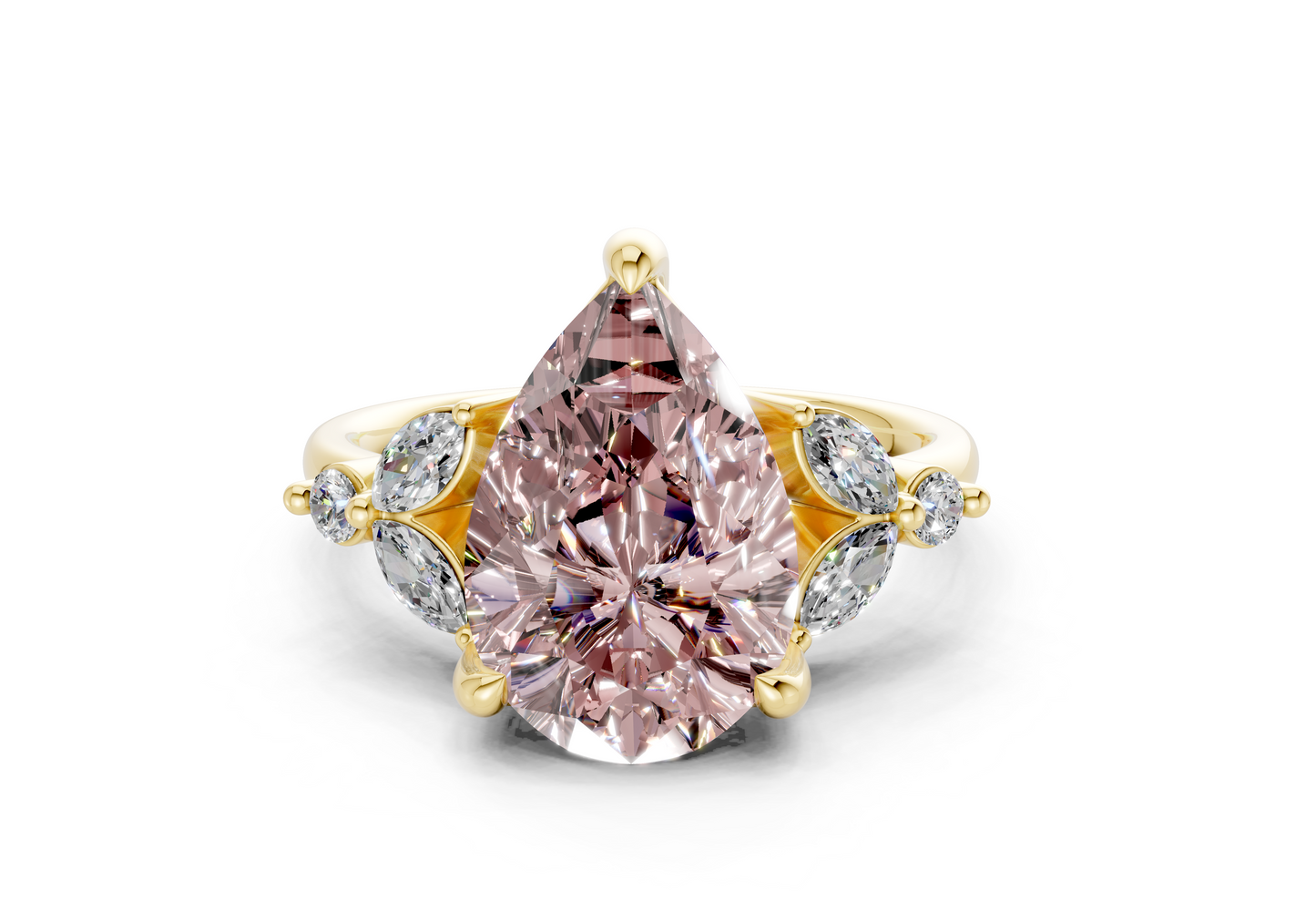 Elysium Pink Diamond Accent Pear Cut 1.9mm Engagement Ring