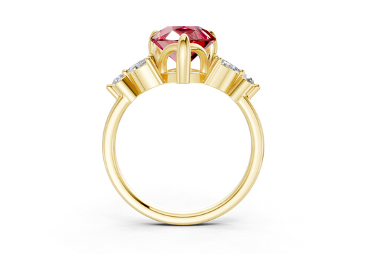 Elysium Ruby Gemstone Accent Pear Cut 1.9mm Engagement Ring
