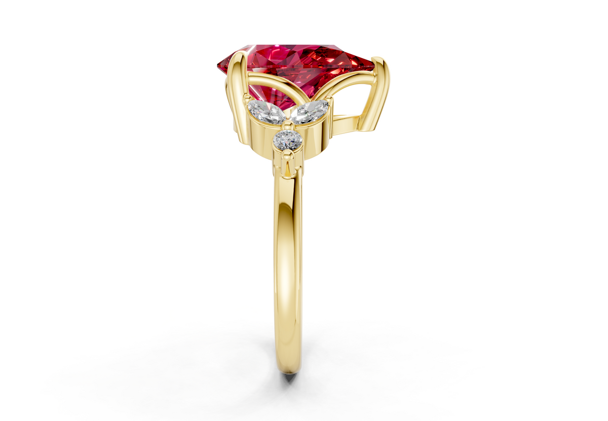 Elysium Ruby Gemstone Accent Pear Cut 1.9mm Engagement Ring