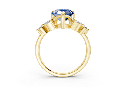 Elysium Sapphire Gemstone Accent Pear Cut 1.9mm Engagement Ring